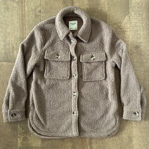 Abercrombie Sherpa Shirt Jacket in Taupe - Size Small